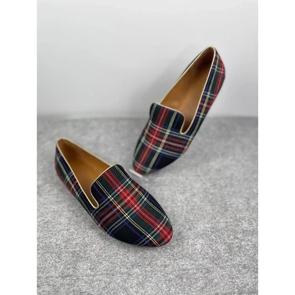 J‎ Crew Factory Plaid Flats Womens 7 Preppy Academic Tartan Slip On Shoes - Picture 14 of 15